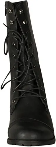 Nature Breeze Women Lug-11 Boots,Black Pu,10