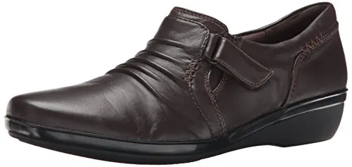 Clarks Women's Everlay Coda Flat, Dark Brown Leather, 8.5 M US