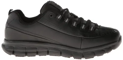Skechers for Work Women's Sure Track Trickel Slip Resistant Work Shoe, Black, 8.5 M US