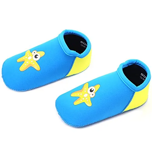 SUIEK Unisex Baby Infant Swim Shoes Water Shoes Beach Shoes (Blue, L (Sole length 5.9 inches, 24-36 Months))