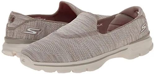 Skechers Performance Women's Go Walk 3 Fitknit Extreme Slip-On Walking Shoe,Taupe,7.5 M