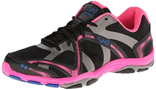 RYKA Women's Influence Training Shoe,Black/Atomic Pink/Royal Blue/Forge Grey,5 M US