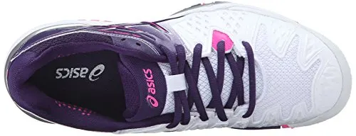 ASICS Women'S Gel-Resolution 6 Tennis Shoe, White/Parachute Purple/Hot Pink, 5 M US