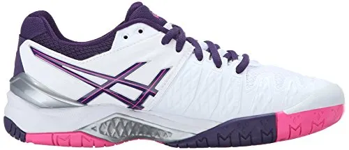 ASICS Women'S Gel-Resolution 6 Tennis Shoe, White/Parachute Purple/Hot Pink, 5 M US