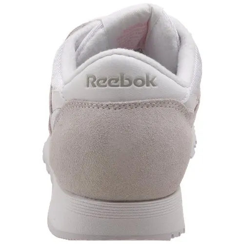 Reebok Women's Classic Nylon Leather, White/Light Grey, 8.5 M US