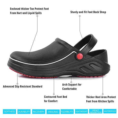 FANTURE Men Women Slip Resistant Specialist Chef Clogs Mulitfunctional Restaurant Kitchen Garden Safety Work Medical Shoes