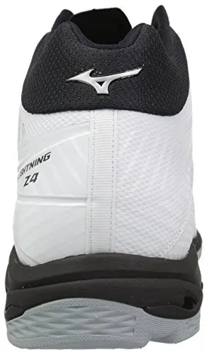 Mizuno Wave Lightning Z4 Mid Volleyball Shoes, White/Black, Men's 10 D US