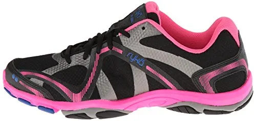 RYKA Women's Influence Training Shoe,Black/Atomic Pink/Royal Blue/Forge Grey,5 M US