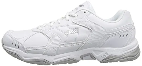 AVIA Women's Avi Union Service Shoe, White/Chrome Silver/Steel Grey, 9 B(M) US