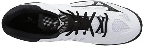 Mizuno Wave Lightning Z4 Mid Volleyball Shoes, White/Black, Men's 10 D US