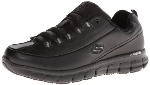 Skechers for Work Women's Sure Track Trickel Slip Resistant Work Shoe, Black, 8.5 M US