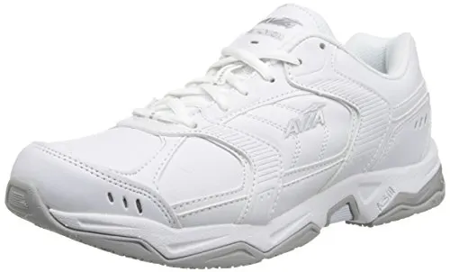 AVIA Women's Avi Union Service Shoe, White/Chrome Silver/Steel Grey, 9 B(M) US