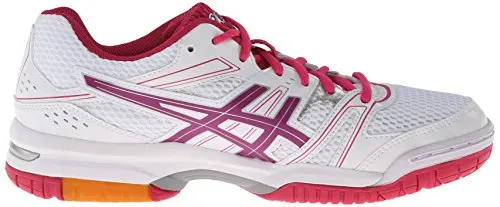 ASICS Women's Gel Rocket 7 Volley Ball Shoe,White/Fuchsia/Magenta,10 M US