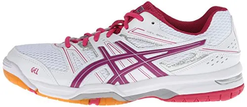 ASICS Women's Gel Rocket 7 Volley Ball Shoe,White/Fuchsia/Magenta,10 M US