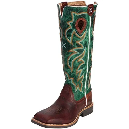 Twisted X Boys' Turquoise Buckaroo Cowboy Boot Square Toe Cognac 5.5 D(M) US