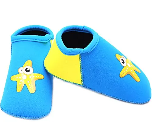 SUIEK Unisex Baby Infant Swim Shoes Water Shoes Beach Shoes (Blue, L (Sole length 5.9 inches, 24-36 Months))
