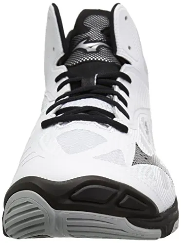 Mizuno Wave Lightning Z4 Mid Volleyball Shoes, White/Black, Men's 10 D US