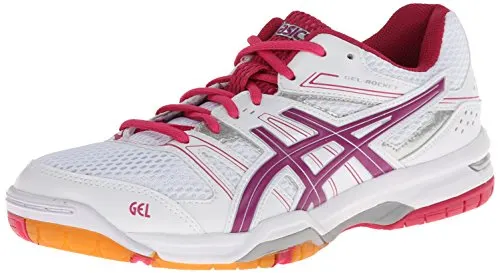 ASICS Women's Gel Rocket 7 Volley Ball Shoe,White/Fuchsia/Magenta,10 M US