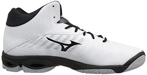 Mizuno Wave Lightning Z4 Mid Volleyball Shoes, White/Black, Men's 10 D US