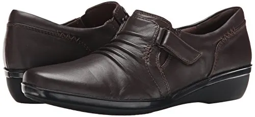 Clarks Women's Everlay Coda Flat, Dark Brown Leather, 8.5 M US