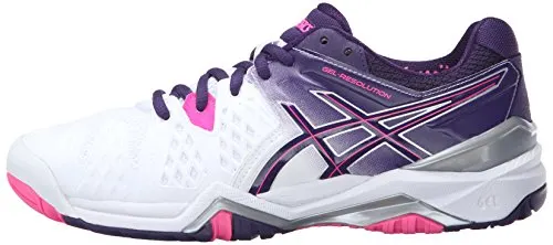 ASICS Women'S Gel-Resolution 6 Tennis Shoe, White/Parachute Purple/Hot Pink, 5 M US