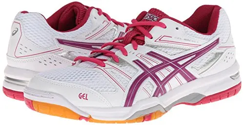 ASICS Women's Gel Rocket 7 Volley Ball Shoe,White/Fuchsia/Magenta,10 M US