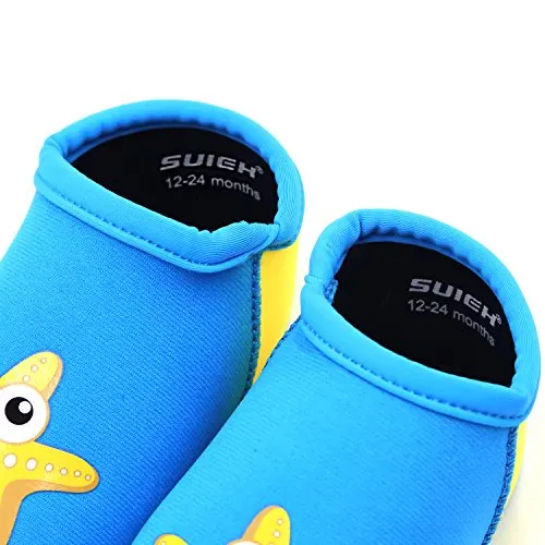 SUIEK Unisex Baby Infant Swim Shoes Water Shoes Beach Shoes (Blue, L (Sole length 5.9 inches, 24-36 Months))