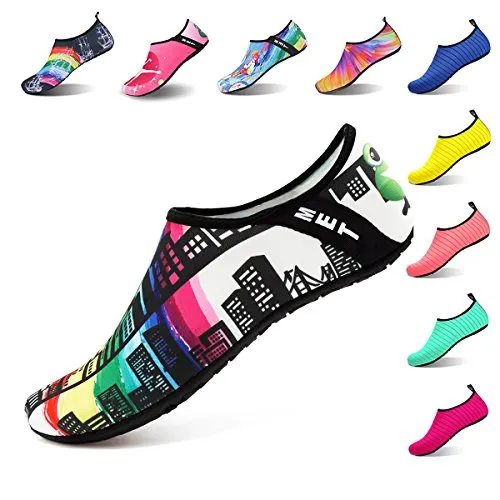 Kids Water Shoes Barefoot Swim Skin Shoes Quick-Dry Aqua Socks for Boys & Girls (Building, 30/31)