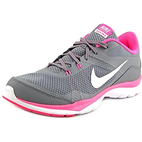 Nike Womens Flex Trainer 5 Running Shoe, Cool Grey/White/Pink Pow/Dark Grey - 8.5 B(M) US
