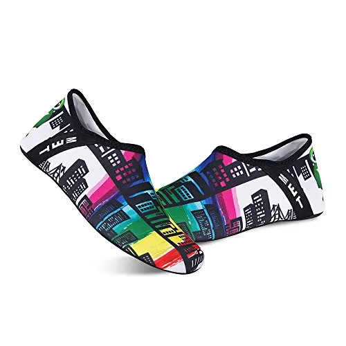 Kids Water Shoes Barefoot Swim Skin Shoes Quick-Dry Aqua Socks for Boys & Girls (Building, 30/31)