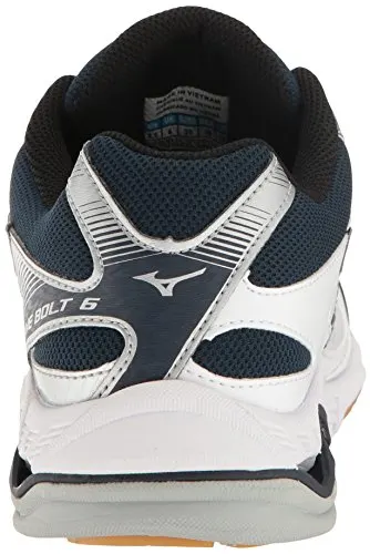 Mizuno Wave Bolt 6 Womens Volleyball Shoes, White/Navy 6.5 B US