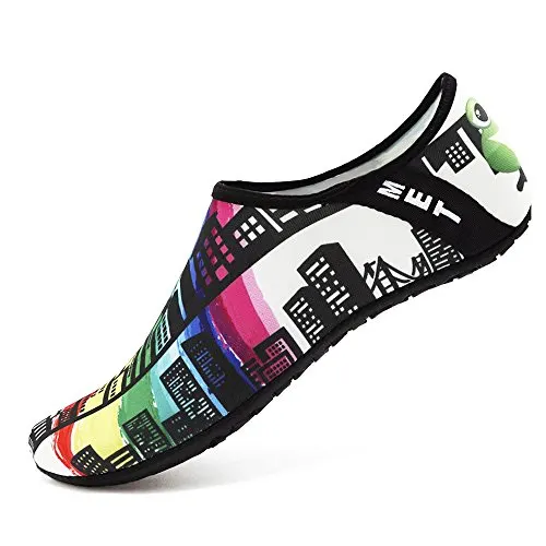 Kids Water Shoes Barefoot Swim Skin Shoes Quick-Dry Aqua Socks for Boys & Girls (Building, 30/31)