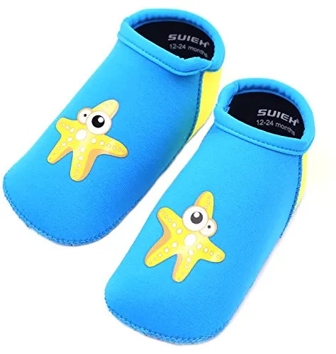 SUIEK Unisex Baby Infant Swim Shoes Water Shoes Beach Shoes (Blue, L (Sole length 5.9 inches, 24-36 Months))