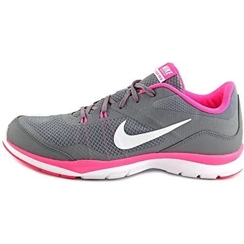 Nike Womens Flex Trainer 5 Running Shoe, Cool Grey/White/Pink Pow/Dark Grey - 8.5 B(M) US