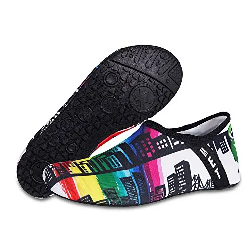 Kids Water Shoes Barefoot Swim Skin Shoes Quick-Dry Aqua Socks for Boys & Girls (Building, 30/31)