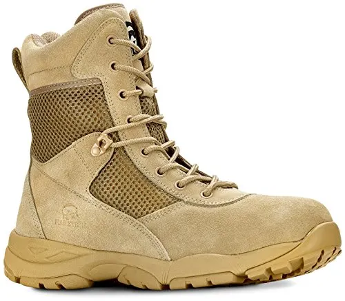 Maelstrom LANDSHIP 2.0 8'' Men's Tan Tactical Boots with Zipper – Military, Work & Tactical Boots – Athletic, Breathable, Durable, Comfortable & Lightweight Boots for Men, Tan, Size 10.5M