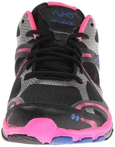 RYKA Women's Influence Training Shoe,Black/Atomic Pink/Royal Blue/Forge Grey,5 M US