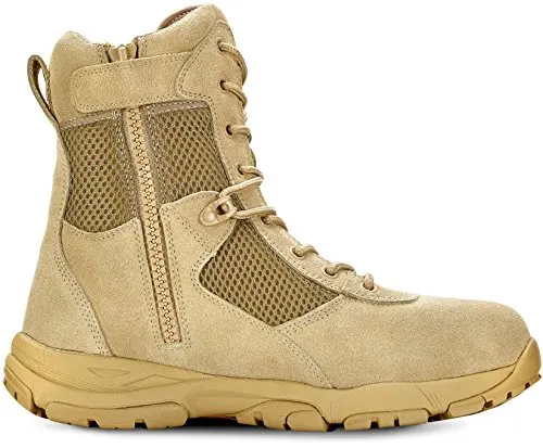 Maelstrom LANDSHIP 2.0 8'' Men's Tan Tactical Boots with Zipper – Military, Work & Tactical Boots – Athletic, Breathable, Durable, Comfortable & Lightweight Boots for Men, Tan, Size 10.5M