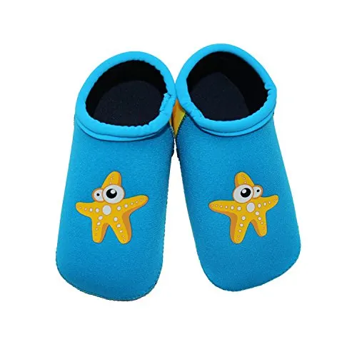 SUIEK Unisex Baby Infant Swim Shoes Water Shoes Beach Shoes (Blue, L (Sole length 5.9 inches, 24-36 Months))
