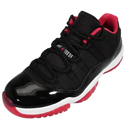 Jordan Men's Air 11 Retro Low Black/True Red/White Leather Athletic Shoes 11 D(M) US