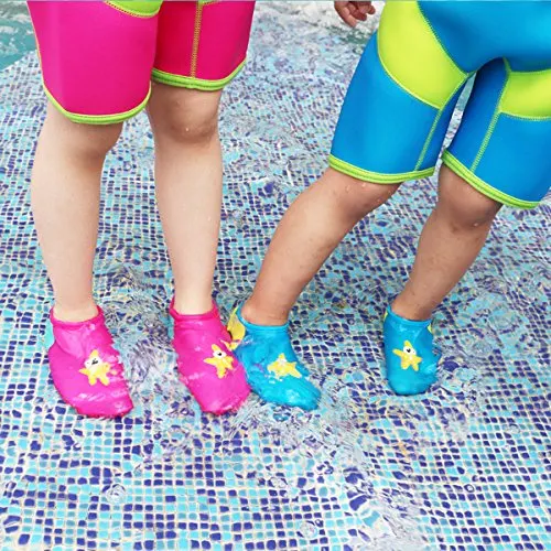 SUIEK Unisex Baby Infant Swim Shoes Water Shoes Beach Shoes (Blue, L (Sole length 5.9 inches, 24-36 Months))