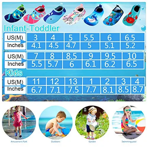 Bigib Toddler Kids Swim Water Shoes Quick Dry Non-Slip Water Skin Barefoot Sports Shoes Aqua Socks for Boys Girls Toddler, Blue Octopus, 8 Toddler